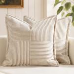 Beige Boho Throw Pillow Covers Set of 2