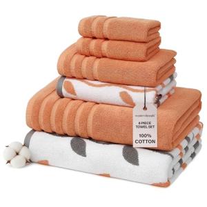 Organic Cotton 6-Piece Towel Set in Orange