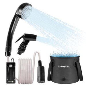 Portable Camping Shower with Rechargeable Pump and Heads