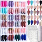 Vibrant Almond Press-On Nails Set - 24 Colors