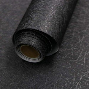 Sleek Black Embossed Self-Adhesive Wallpaper Roll