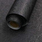 Sleek Black Embossed Self-Adhesive Wallpaper Roll