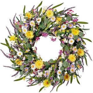 Daisy and Lavender 24" Wildflower Wreath for Home