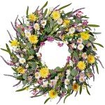 Daisy and Lavender 24" Wildflower Wreath for Home