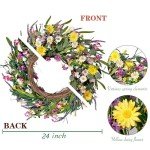Daisy and Lavender 24" Wildflower Wreath for Home
