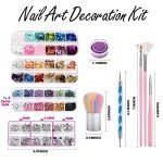 Nail Art Kit with Brushes, Glitters, and Tools