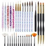 Nail Art Brush Set with Dotting and Striping Tools