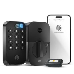 Yale Security Assure Lock 2 Touch Deadbolt, Black Suede Keyed Smart Entry Door Lock with Wi-Fi Connected Keypad and Fingerprint Scanner for Code Entry and Remote Access, YRD410-F-WF1-BSP