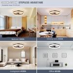 VOLISUN Low Profile Ceiling Fans with Lights and Remote, Fandelier Ceiling Fan Flush Mount, 3000K-6500K Smart Bladeless LED Fan Light, Black Modern Ceiling Fans with Lights for Bedroom