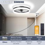 VOLISUN Low Profile Ceiling Fans with Lights and Remote, Fandelier Ceiling Fan Flush Mount, 3000K-6500K Smart Bladeless LED Fan Light, Black Modern Ceiling Fans with Lights for Bedroom