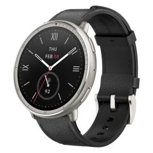 Amazfit Active 2 Premium Smart Watch Fitness Tracker (Round) for Android & iPhone, 10 Day Battery, Water Resistant, GPS Maps, Heart & Sleep Monitor, HYROX Mode, Sapphire Glass, Leather + Sport Strap