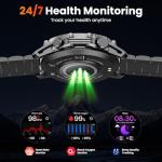Hwagol Smart Watch Gifts for Dad(Calls/Answer),1.52'' Military Smart Watches for Men for Android iPhone,100+ Sport Modes/Heart Rate/Sleep Monitor Fitness Tracker,Two Accessories and Three Bands Kits