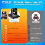 Prisual NDI PTZ Camera 30X SDI/HDMI/USB3.0/IP Streaming with AI Auto Tracking, Low Latency for Church, Broadcast, Live Events (NDI License Included, Free Upgrade to NDI HX3 & Full NDI)