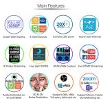 AVKANS NDI PTZ Camera, AI-Base Auto Frame Tracking Camera, 20X Zoom HDMI PTZ with SDI USB POE for Church House of Worship Live Streaming and Recording (NDI License Included)