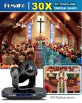 FoMaKo NDI PTZ Camera 3G-SDI HDMI, 30X Optical Zoom,1080P60 AI Auto-Tracking USB3.0 Type-C 3G-SDI HDMI, for Church Worship, (Official NDI 6 & NDI HX3 Certified) KN30