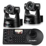 FoMaKo PTZ Camera, 30x Optical Zoom AI Auto-Tracking Gen 3, PoE HDMI Bundle PTZ for Church Worship, PTZ Camera Controller, (PTZ Bundle FMK30SDIx2+KC608) BH302