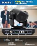 FoMaKo NDI PTZ Camera 3G-SDI HDMI, 30X Optical Zoom,1080P60 AI Auto-Tracking USB3.0 Type-C 3G-SDI HDMI, for Church Worship, (Official NDI 6 & NDI HX3 Certified) KN30