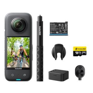 Insta360 X3 Ultimate Kit - 360 Action Camera with 5.7K 360 Active HDR Video, 4K Single-Lens Camera, Waterproof, FlowState Stabilization, 2.29" Touchscreen, AI Editing, for Motorcycle, Wintersports
