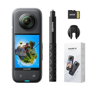 Insta360 X3 Get-Set Kit- Waterproof 360 Action Camera with 1/2" 48MP Sensors, 5.7K 360 Active HDR Video, 72MP 360 Photo, 4K Single-Lens, 60fps Me Mode, Stabilization, 2.29" Touchscreen, AI Editing