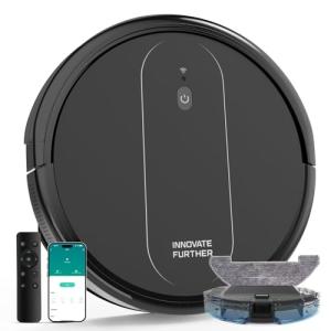 3-in-1 Robot Vacuum and Mop 4000Pa Strong Suction Vacuum Robot & Alexa/APP Control & Central Brush & Smart Navigation, Robot Vacuum Cleaner for Pet Hair, Hard Floors & Low-Pile Rugs (Black)