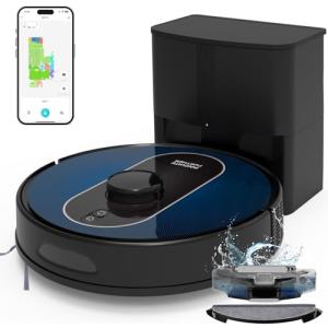 Robot Vacuum and Mop: 5000Pa Robotic Vacuum Self Emptying for 60 Days Hands-Free Cleaning, Self-Charging LiDAR Robot Vacuum Cleaner Alexa/APP Control for Hard Floor, Carpet, Pet Hair