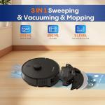 Robot Vacuum and Mop, Robot Vacuum Self Emptying with 5000Pa Suction, 3-in-1 LiDAR Navigation, Home Mapping, No-Go Zones, Up to 60 Days Hands Free Cleaning, Wi-Fi/App/Alexa, Hard Floors, Carpet