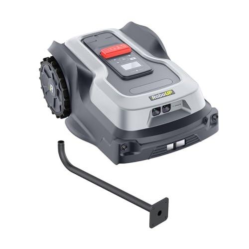 RoboUP Robot Lawn Mower No Wire T1200Pro 2025 with L-Shape Wall Mount Rod, Automatic Robot Mower, Ride-on Edge Mowing, Multiple Zones Management, AI Obstacle Avoidance, for Lawn Up to 0.37 Acre