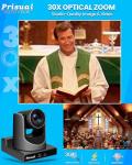 Prisual NDI PTZ Camera 30X SDI/HDMI/USB3.0/IP Streaming with AI Auto Tracking, Low Latency for Church, Broadcast, Live Events (NDI License Included, Free Upgrade to NDI HX3 & Full NDI)