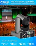 Prisual NDI PTZ Camera 30X SDI/HDMI/USB3.0/IP Streaming with AI Auto Tracking, Low Latency for Church, Broadcast, Live Events (NDI License Included, Free Upgrade to NDI HX3 & Full NDI)
