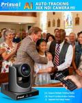Prisual NDI PTZ Camera 30X SDI/HDMI/USB3.0/IP Streaming with AI Auto Tracking, Low Latency for Church, Broadcast, Live Events (NDI License Included, Free Upgrade to NDI HX3 & Full NDI)