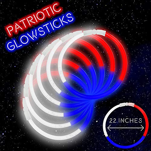 Patriotic Red, White, Blue Glow Necklaces (50 Pack)