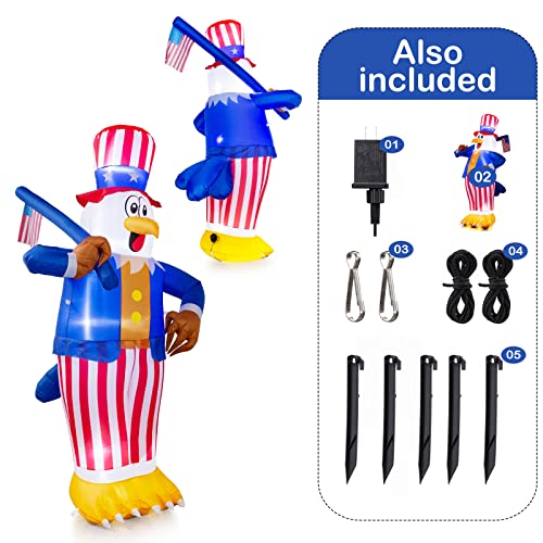 6FT Tall American Bald Eagle Inflatable Decoration