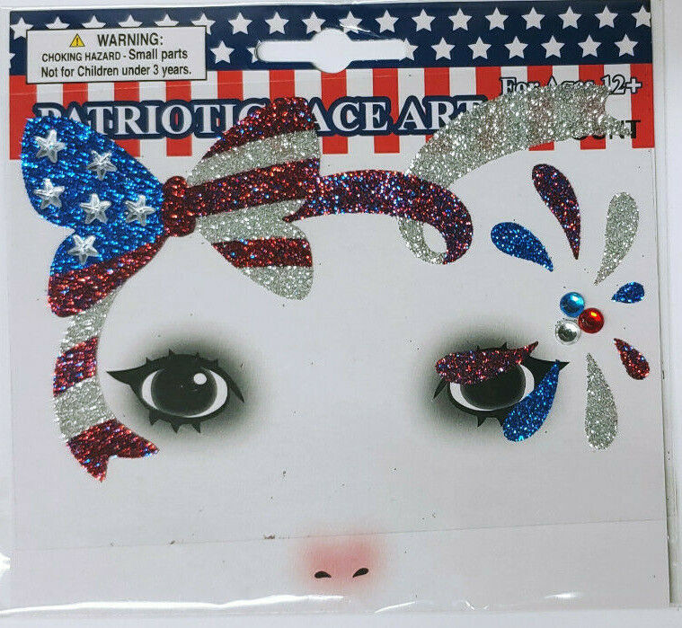 Patriotic Red, White, and Blue Face Tattoos