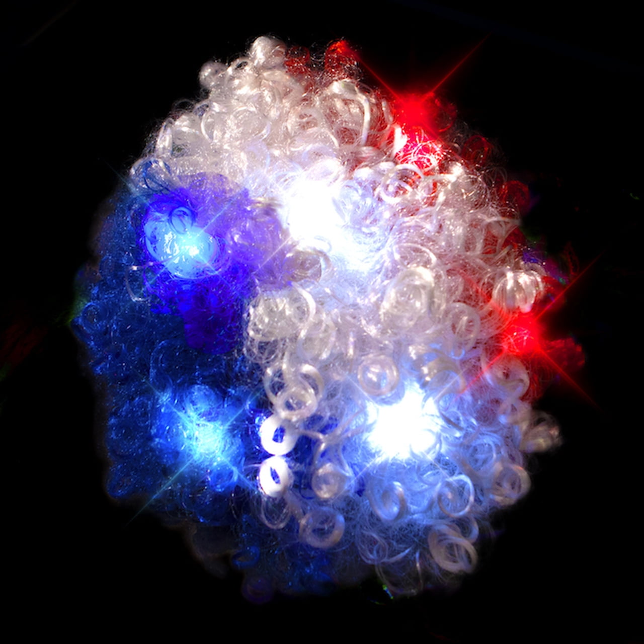 Light-Up Patriotic Rainbow Wig (Red, White, Blue)