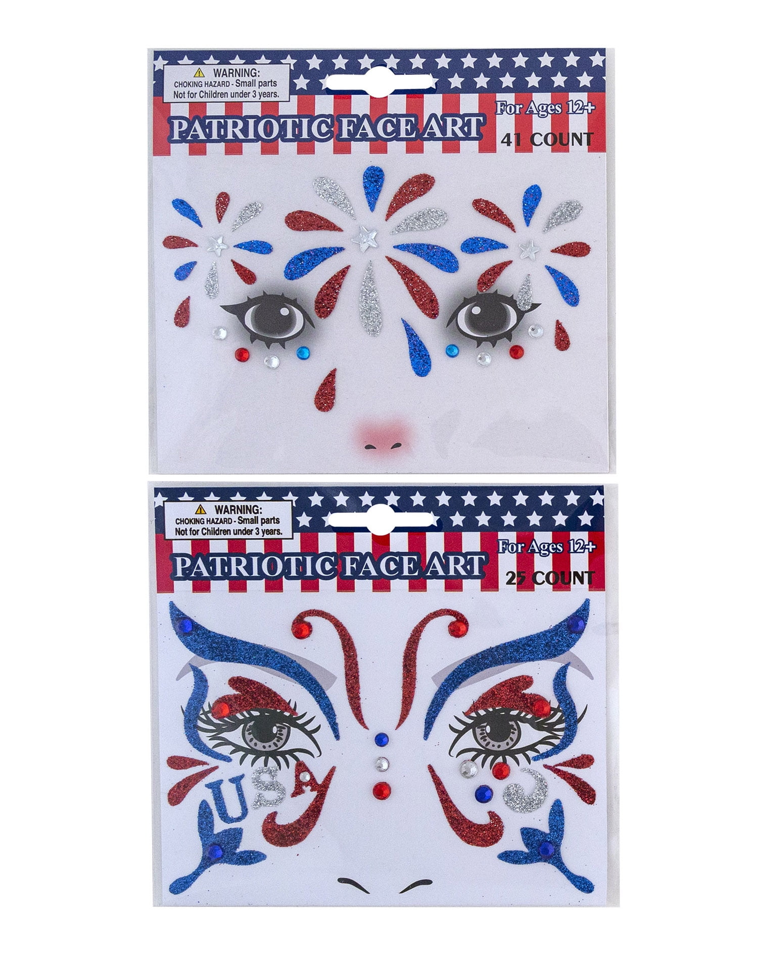 Patriotic Temporary Face Tattoos for Celebrations (2pk)