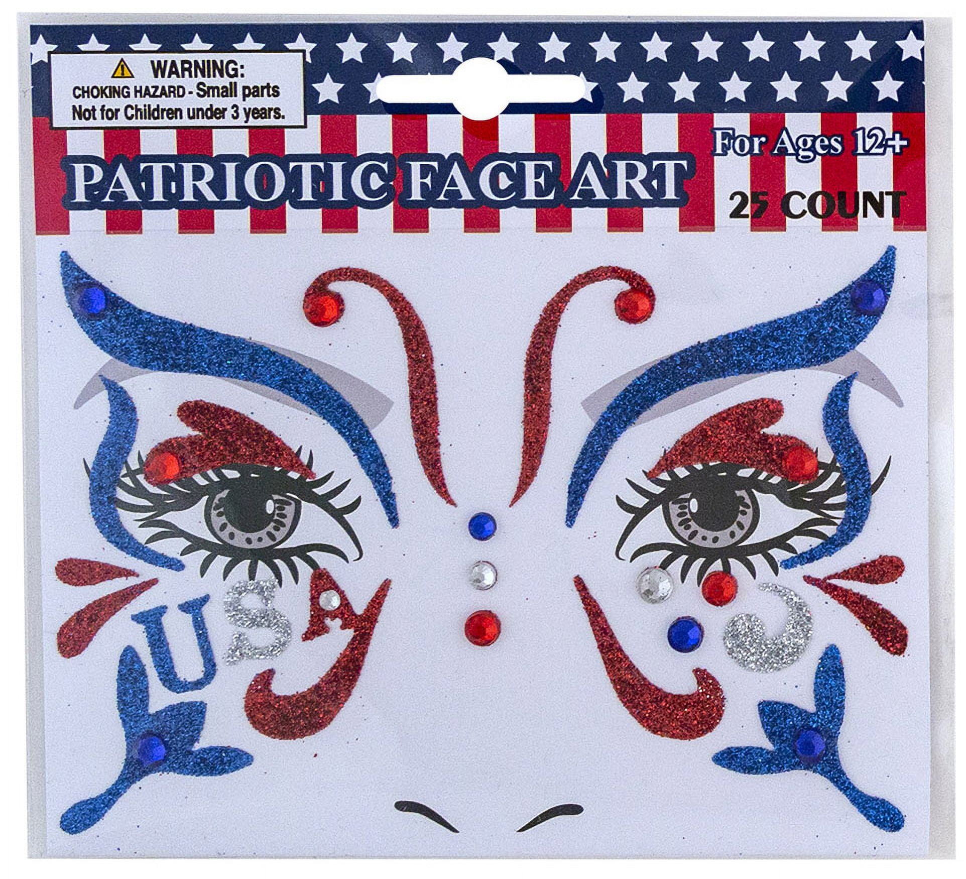 Patriotic Temporary Face Tattoos for Celebrations (2pk)