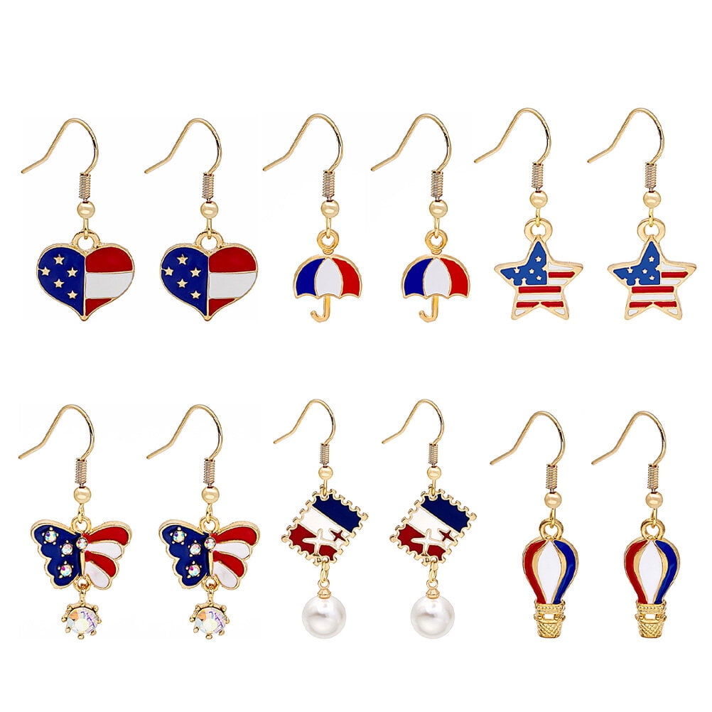 American Flag Heart Earrings for July 4th Celebrations