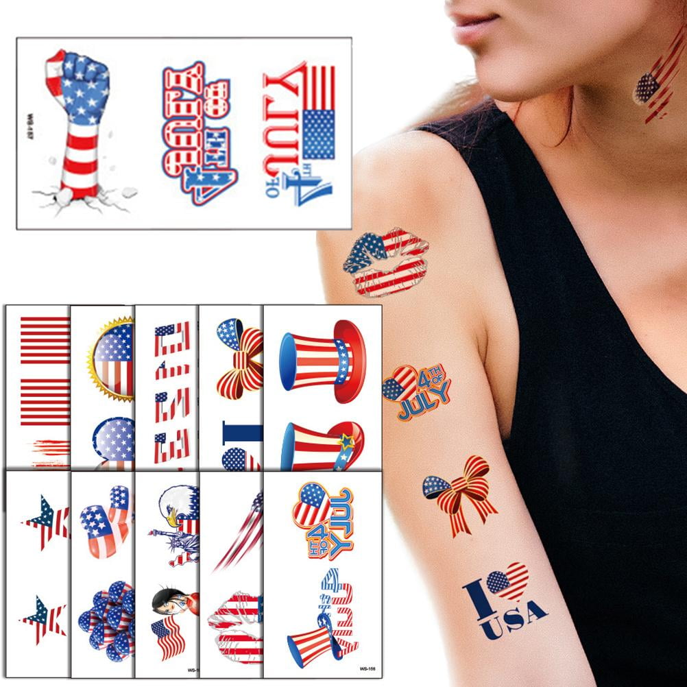 11-Piece Patriotic Temporary Tattoos for Independence Day