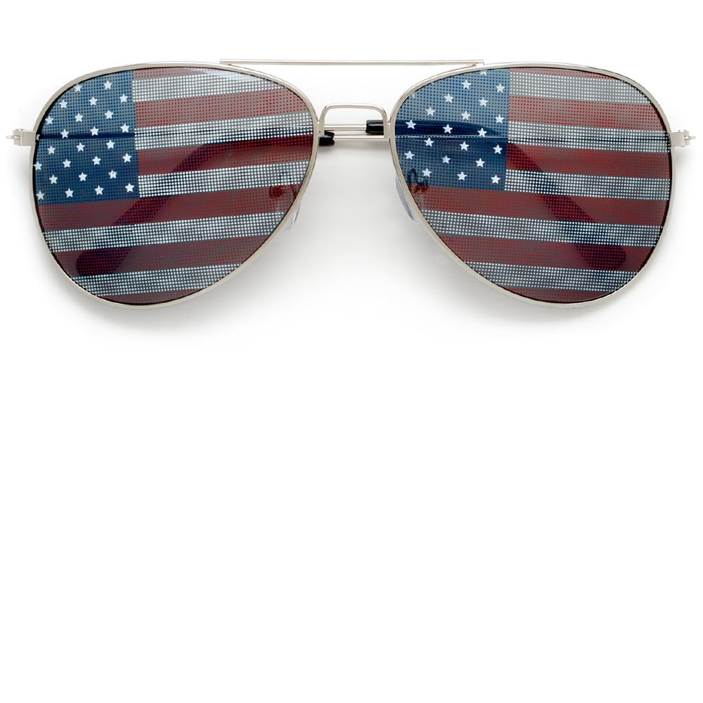 Patriotic Aviator Sunglasses with U.S. Flag Design