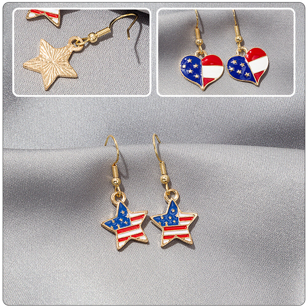 American Flag Heart Earrings for July 4th Celebrations