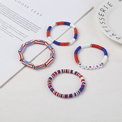 Patriotic Rainbow Beaded Bracelet for Women