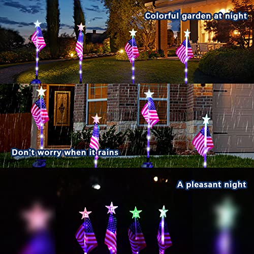 American Flag Solar Garden Lights for Independence Day