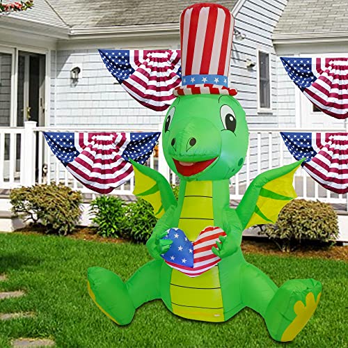 6ft Patriotic Dinosaur Inflatable with Wings
