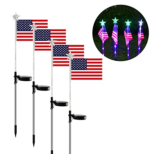 American Flag Solar Garden Lights for Independence Day