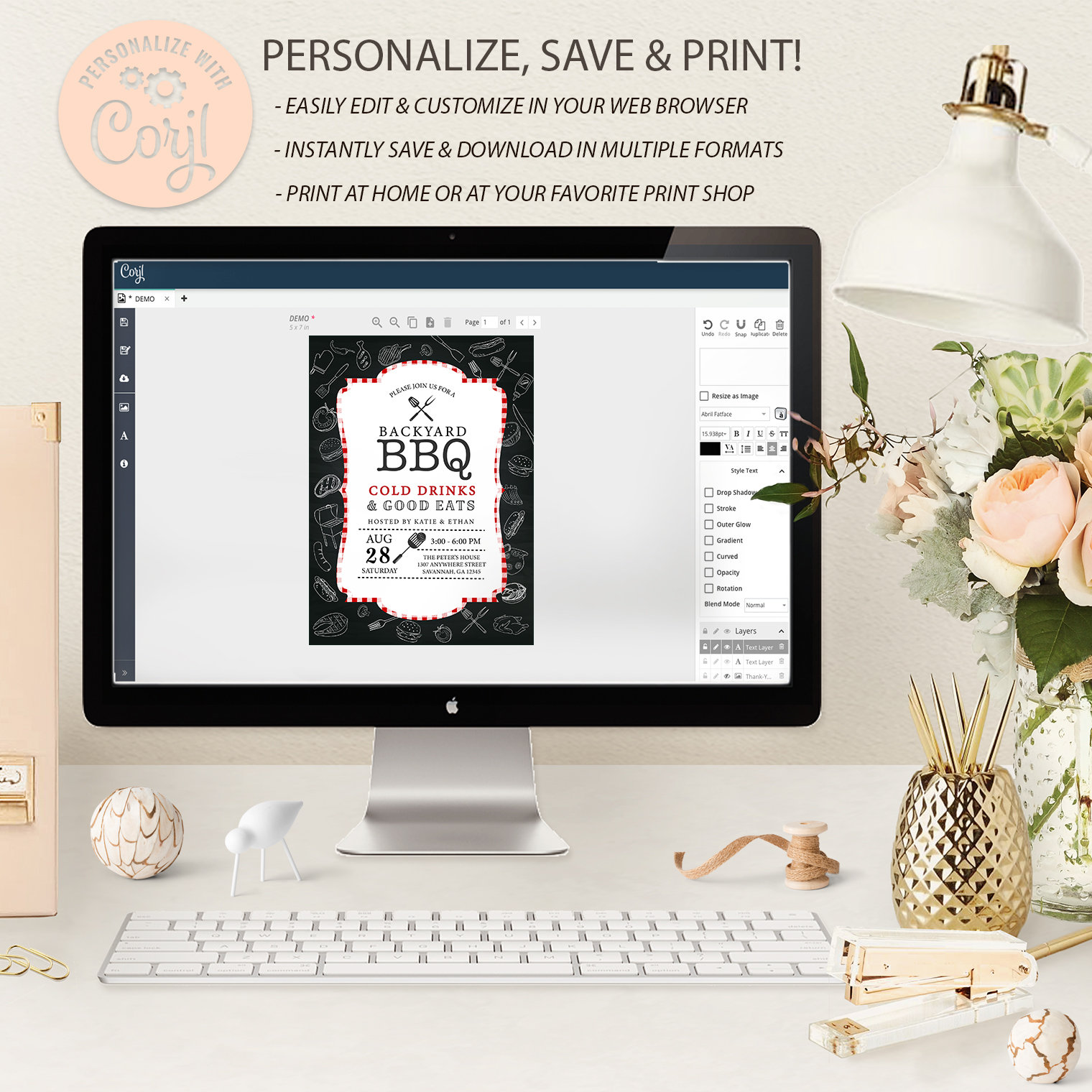 Printable Backyard BBQ Invitation by Corjl