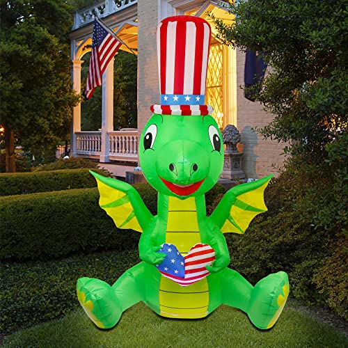 6ft Patriotic Dinosaur Inflatable with Wings