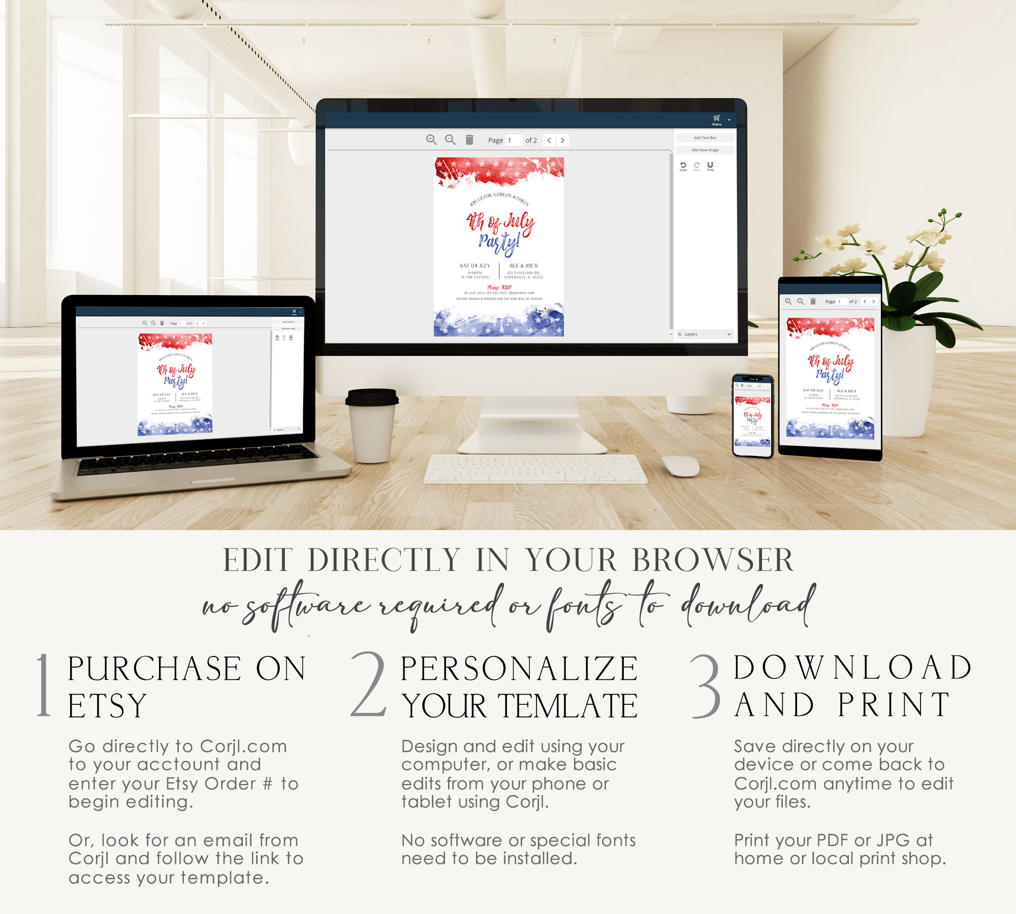 Customizable 4th of July Party Invitation Template