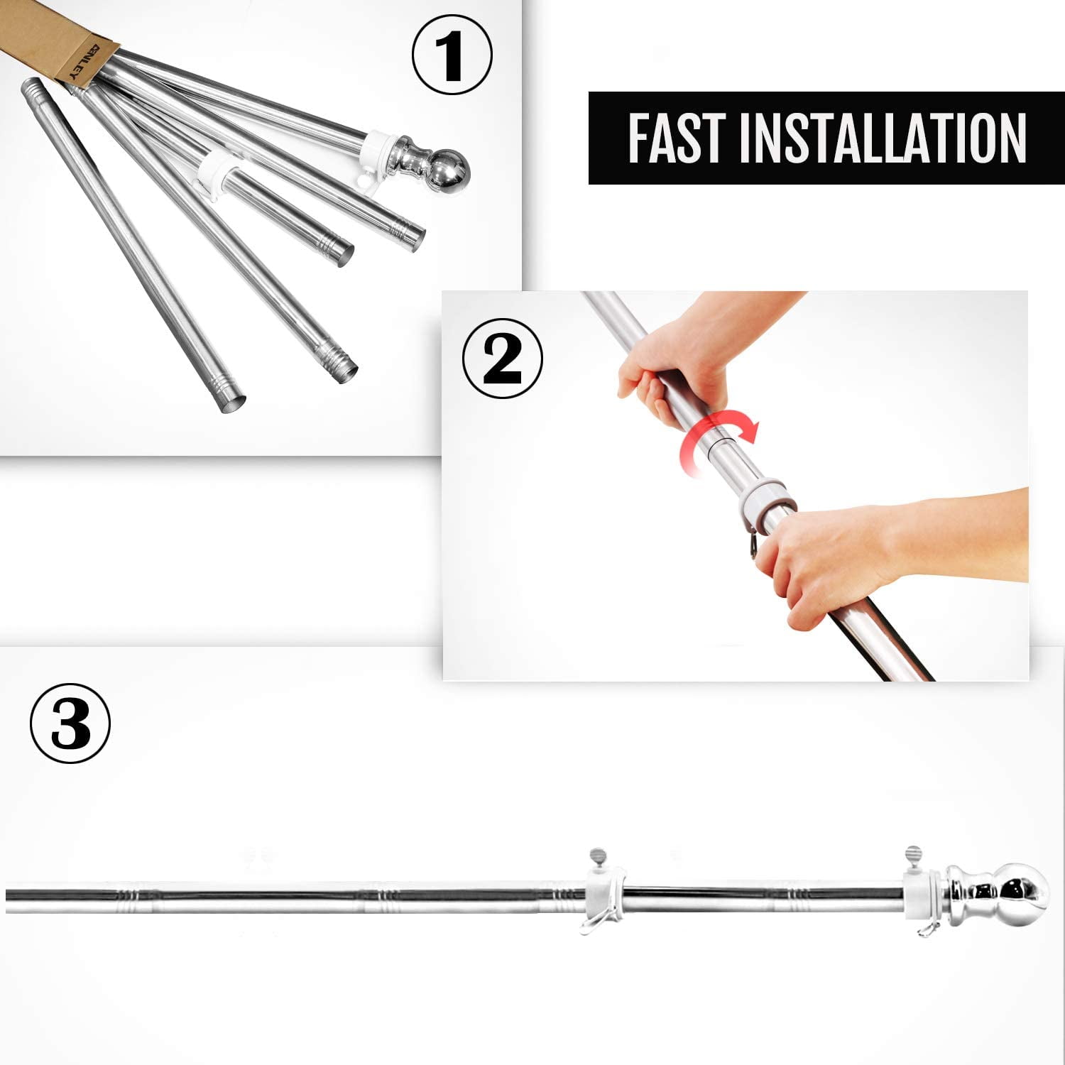 Adjustable Rustproof 6ft Flag Pole Set