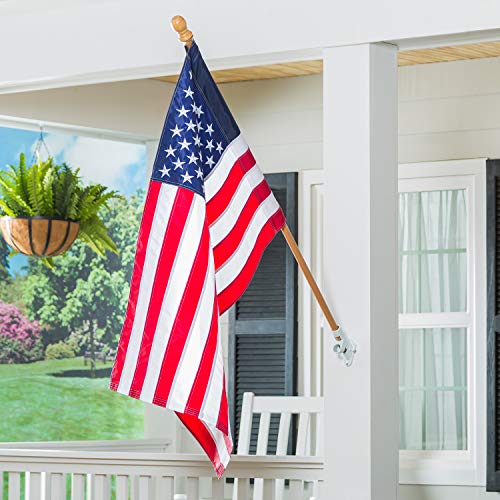 56" Solid Wood Flag Pole with Clips and Spinning Tube