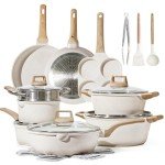 21-Piece Non-Stick White Granite Cookware Set